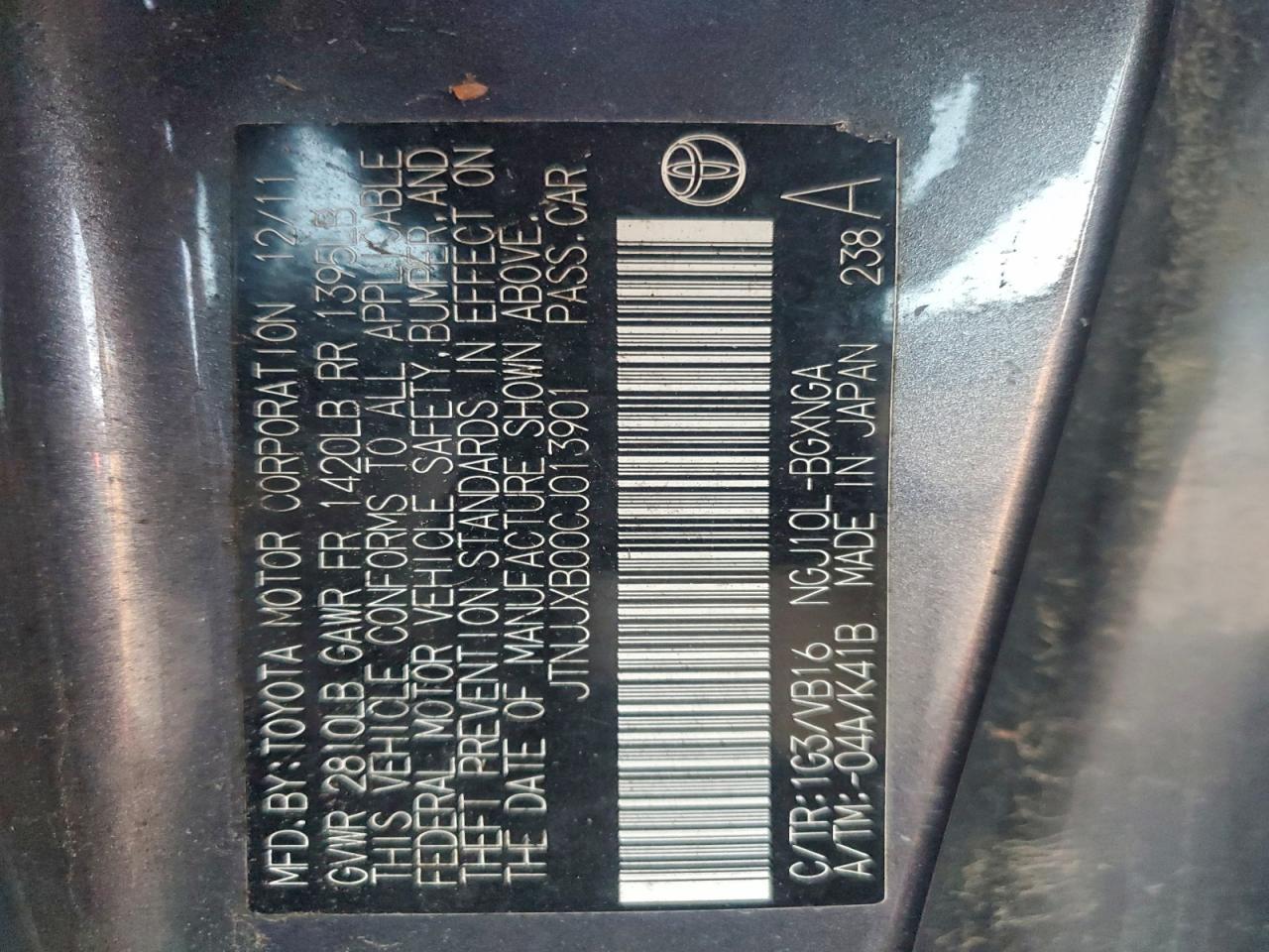 2012 Scion Iq Base
