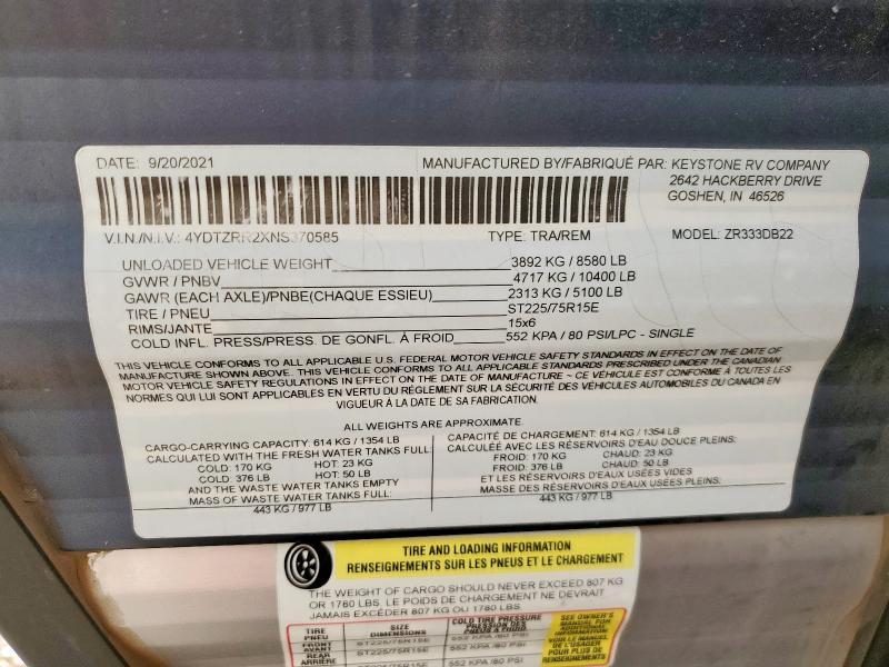 2022 Zinger Travel Trailer