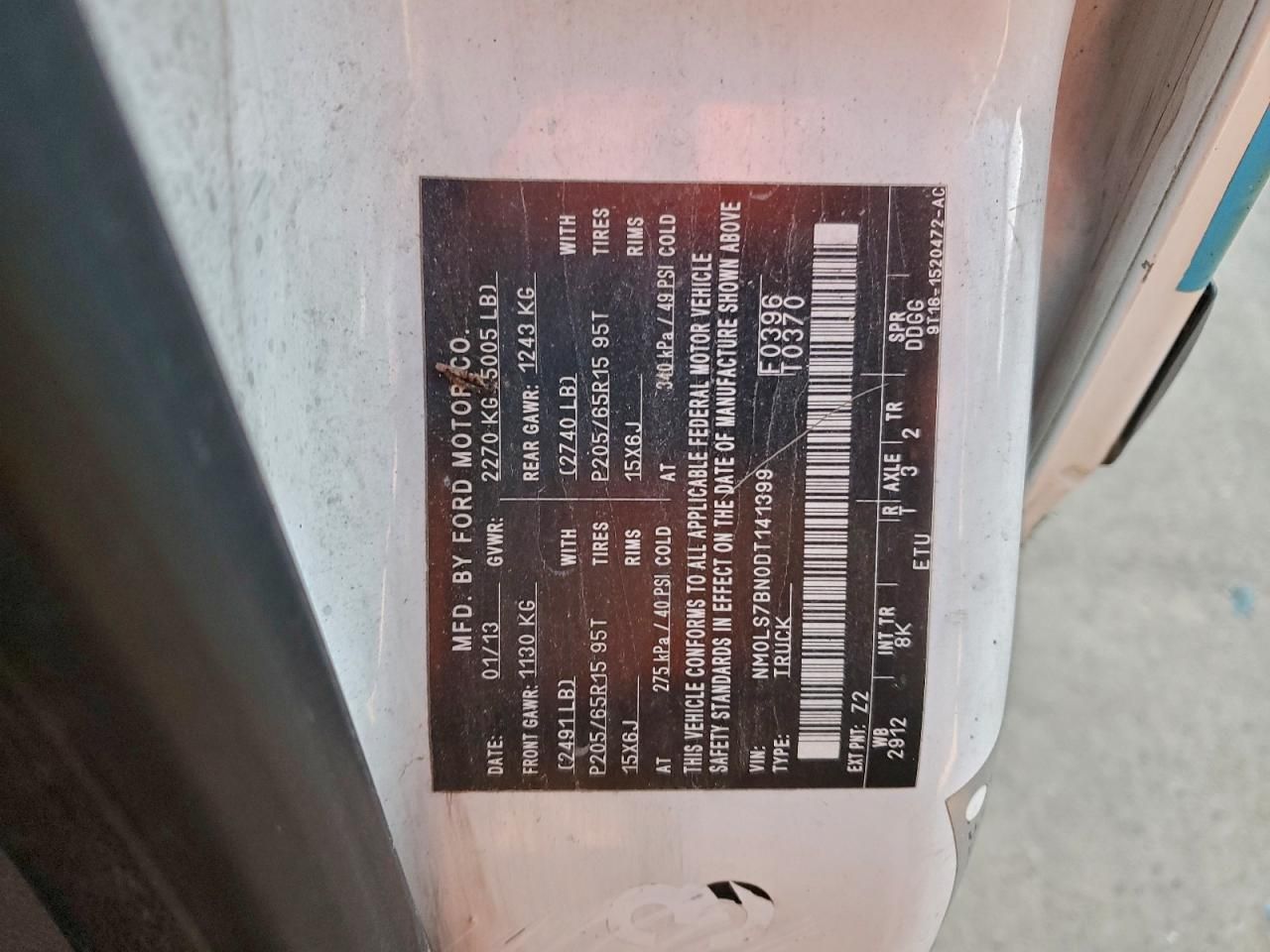 2013 Ford Transit Connect Utility / Service Van