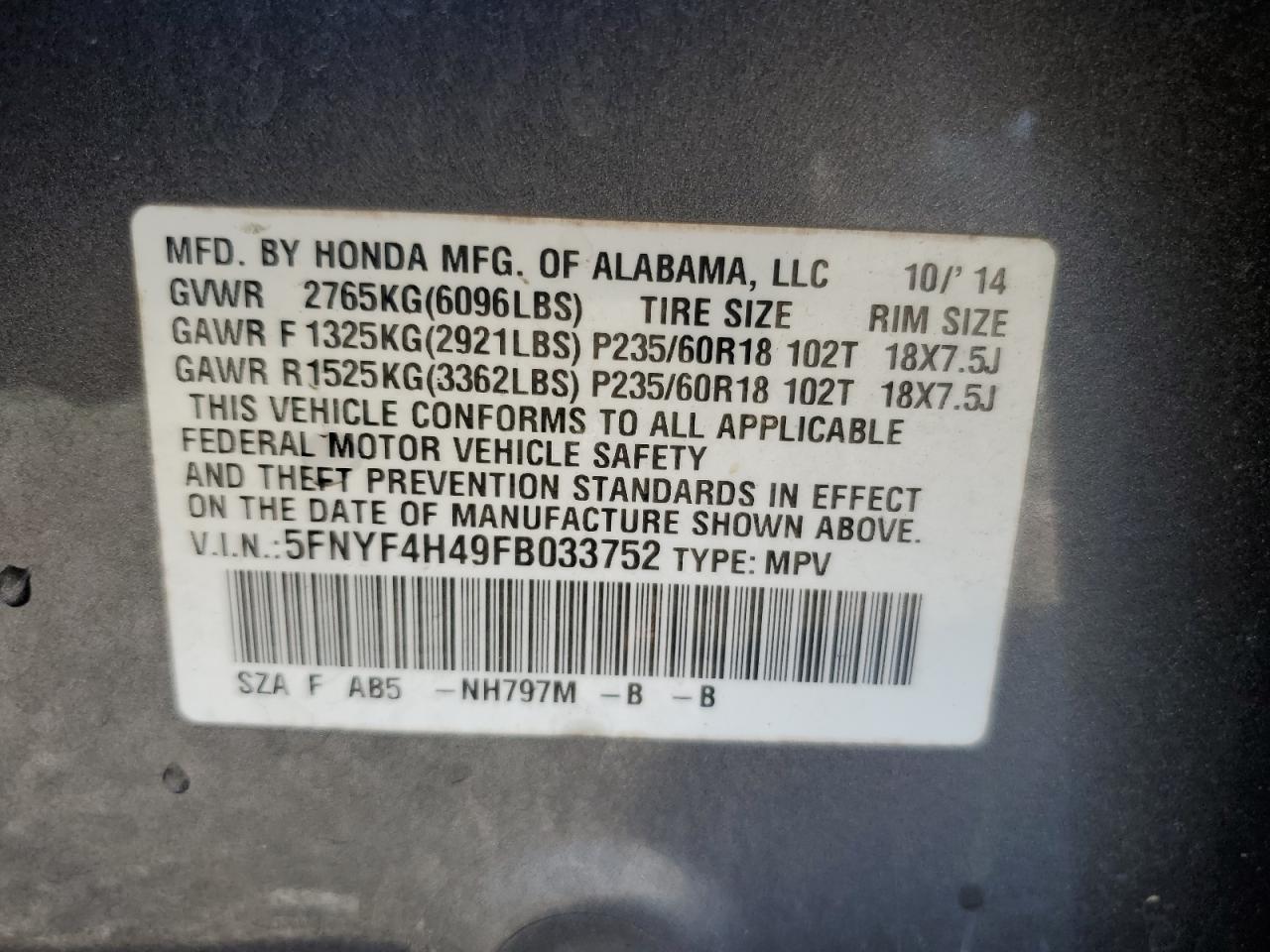 2015 Honda Pilot ex