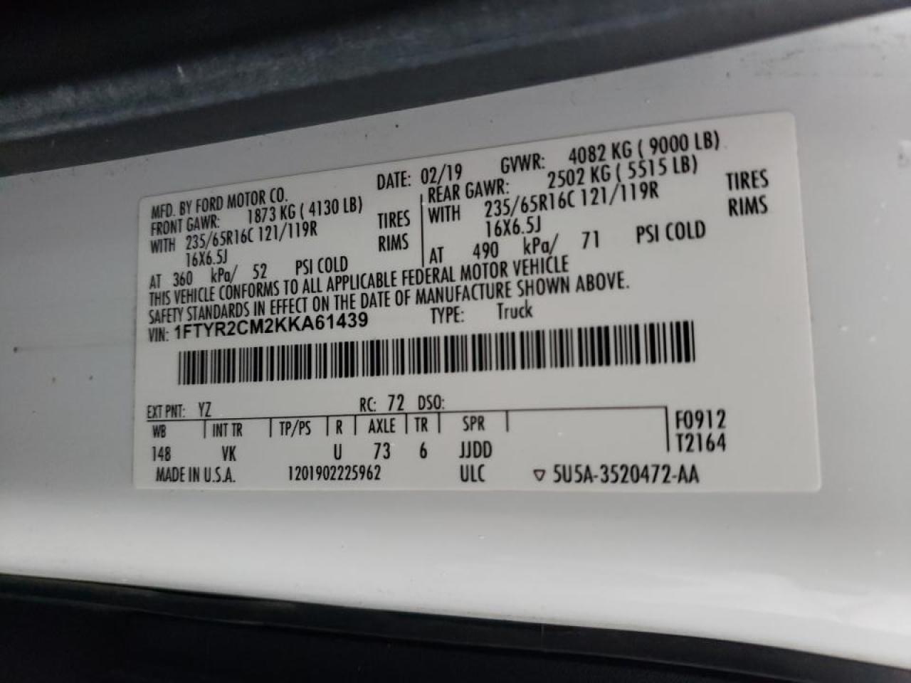 2019 Ford Transit Delivery Van