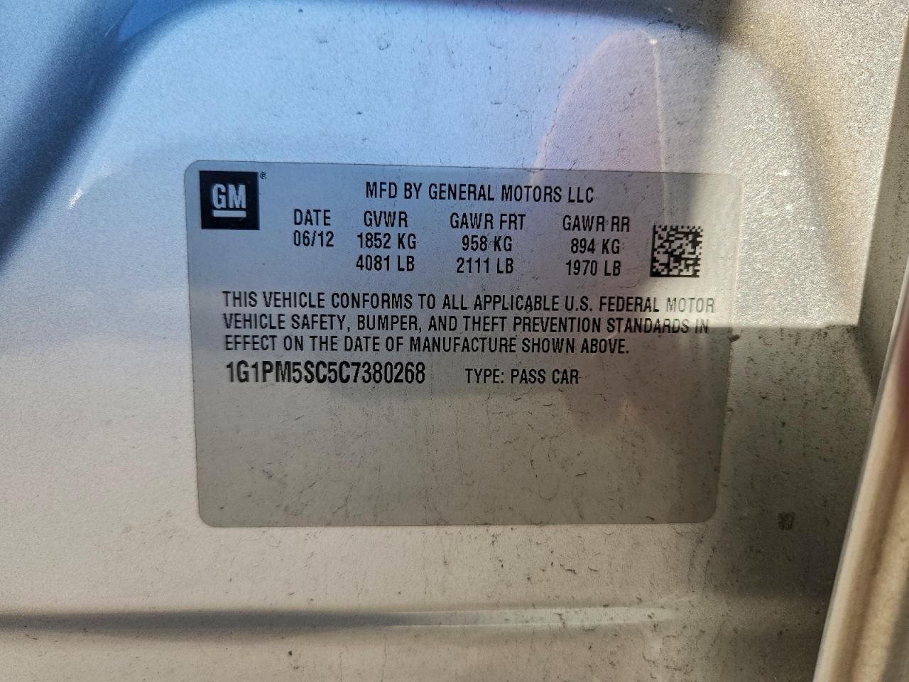 2012 Chevrolet Cruze lt