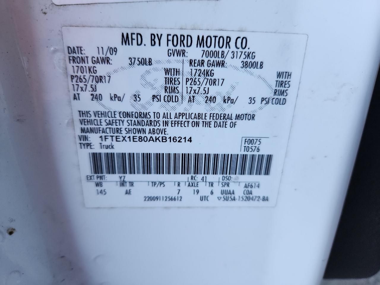 2010 Ford F150 Super cab