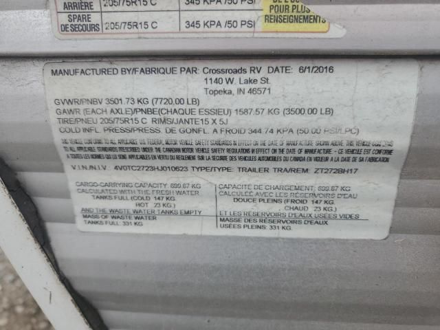 2017 Crossroads 2017 Cros Z1 TVL TRL-Camper