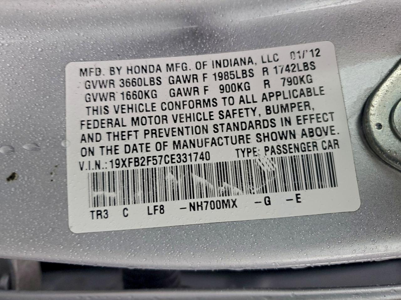 2012 Honda Civic lx