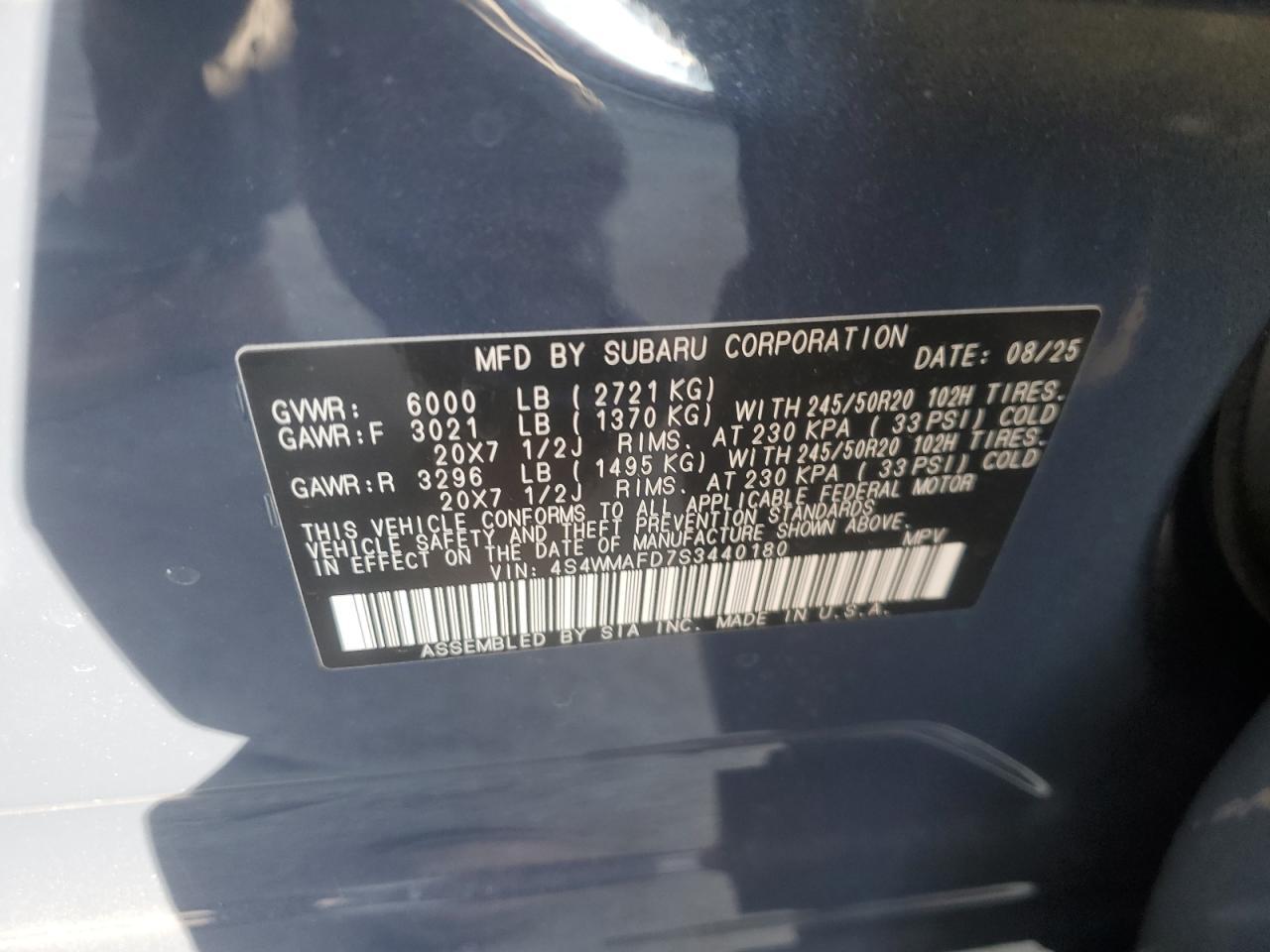 2025 Subaru Ascent Onyx Edition