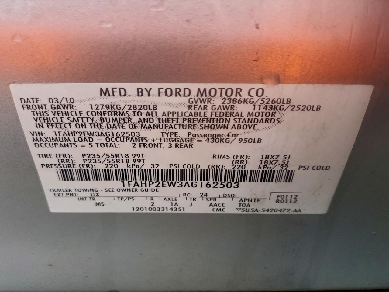 2010 Ford Taurus sel