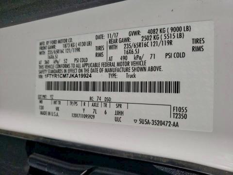 2018 Ford Transit Delivery Van