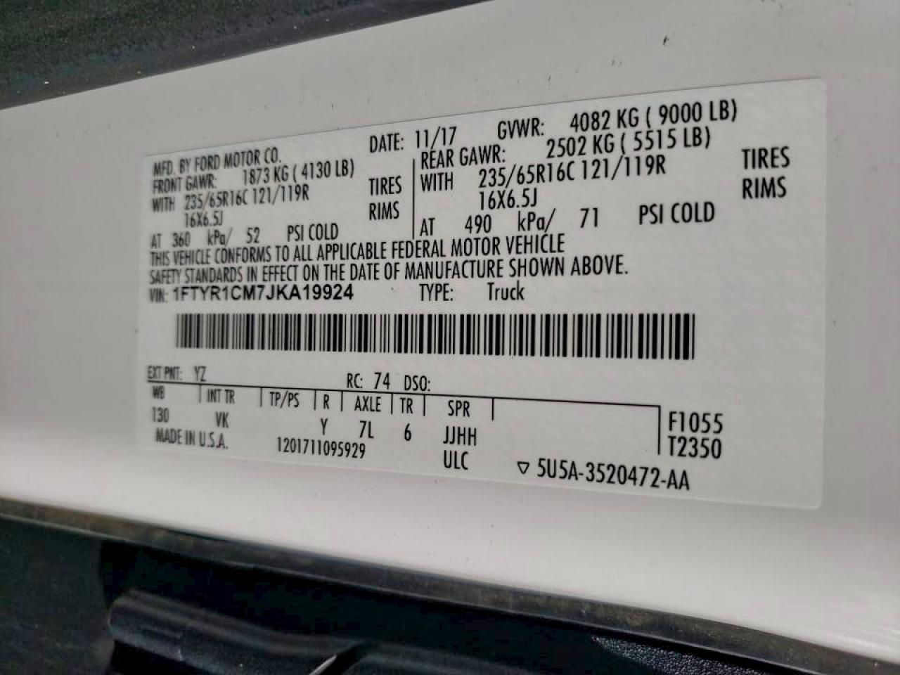 2018 Ford Transit Delivery Van