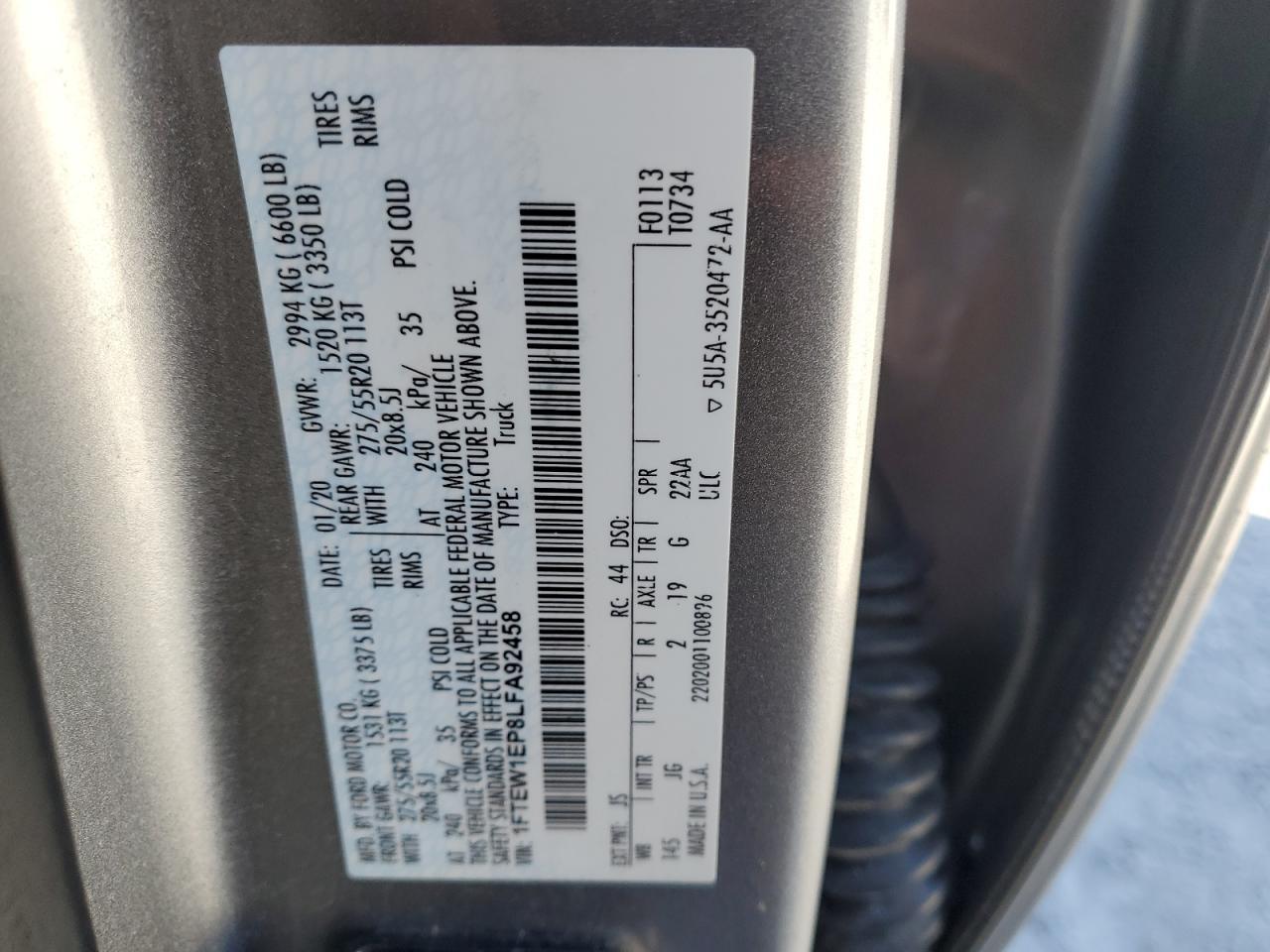 2020 Ford F150 Supercrew