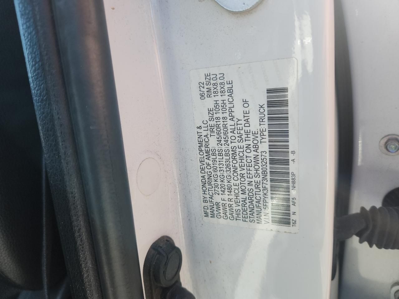 2022 Honda Ridgeline rtl