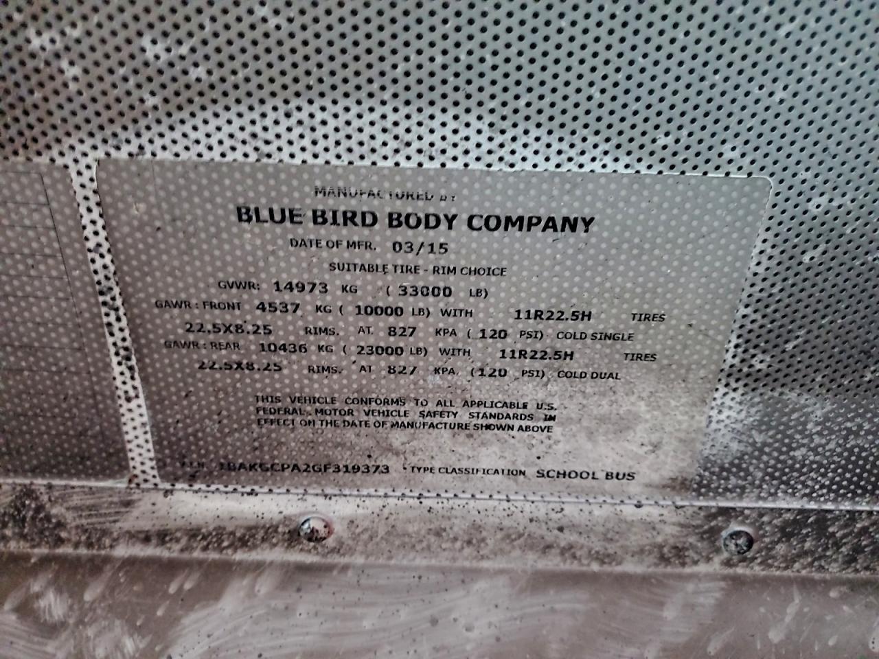 2016 Blue Bird School Bus / Transit Bus