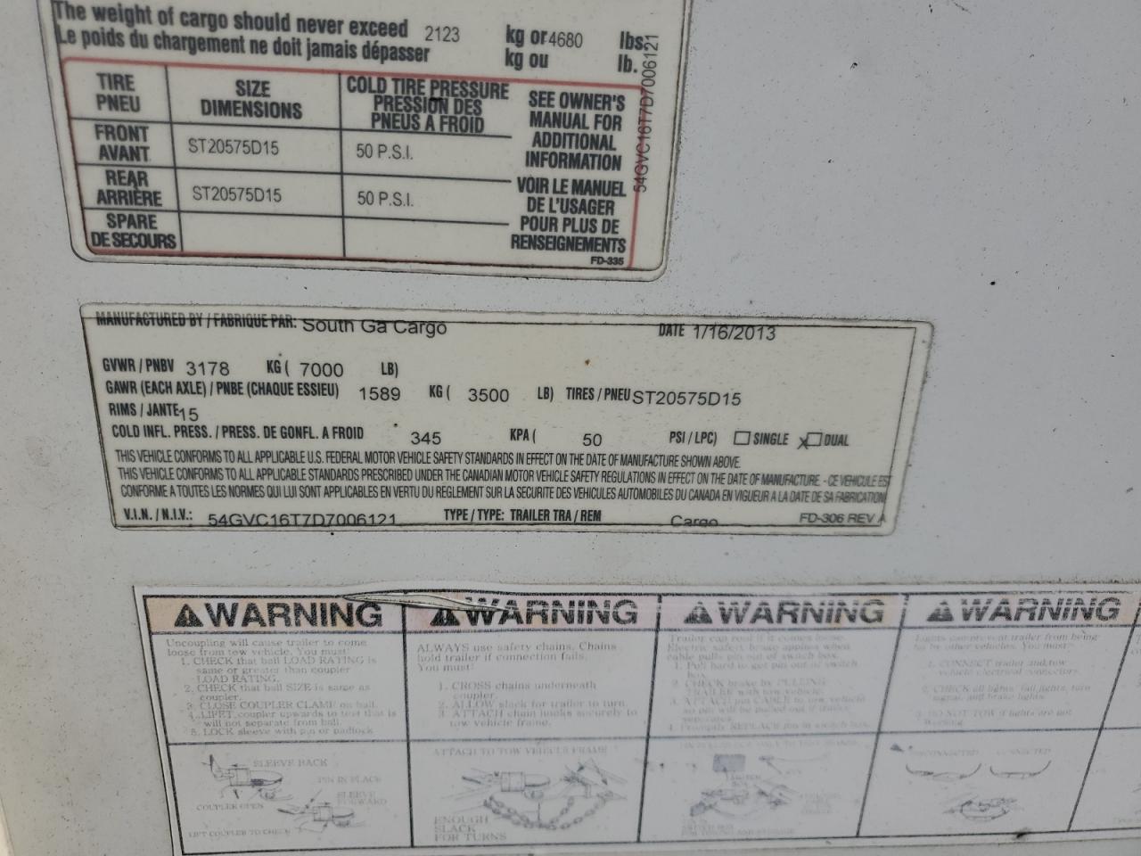 2013 South Georgia Cargo ST20575D15 Enclosed Cargo Trailer