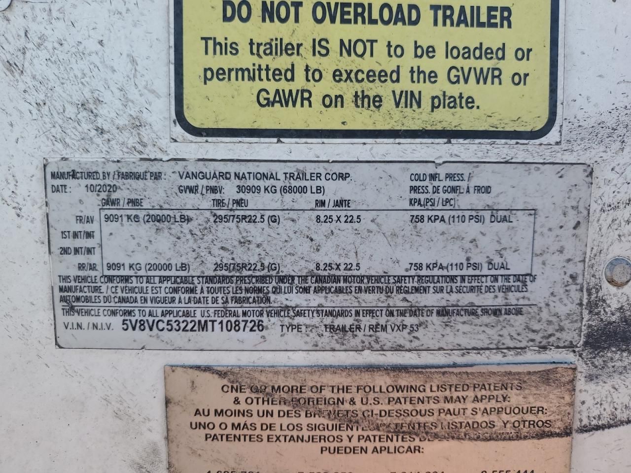 2021 Vanguard DRY Van Trailer