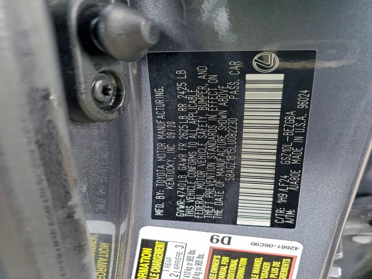 2020 Lexus Es 350 f Sport