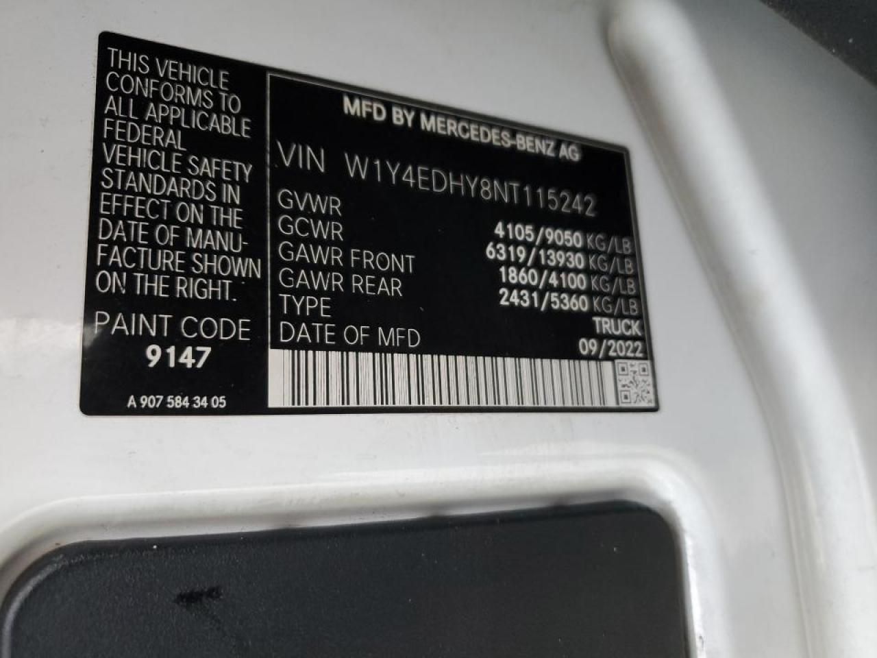 2022 Mercedes-Benz 2022 Mercedes Benz Sprinter Delivery Van