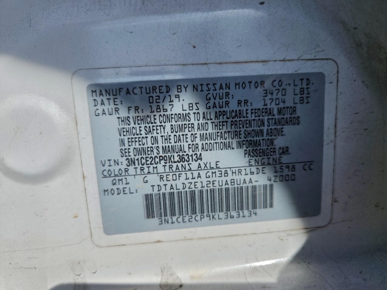 2019 Nissan Versa Note s