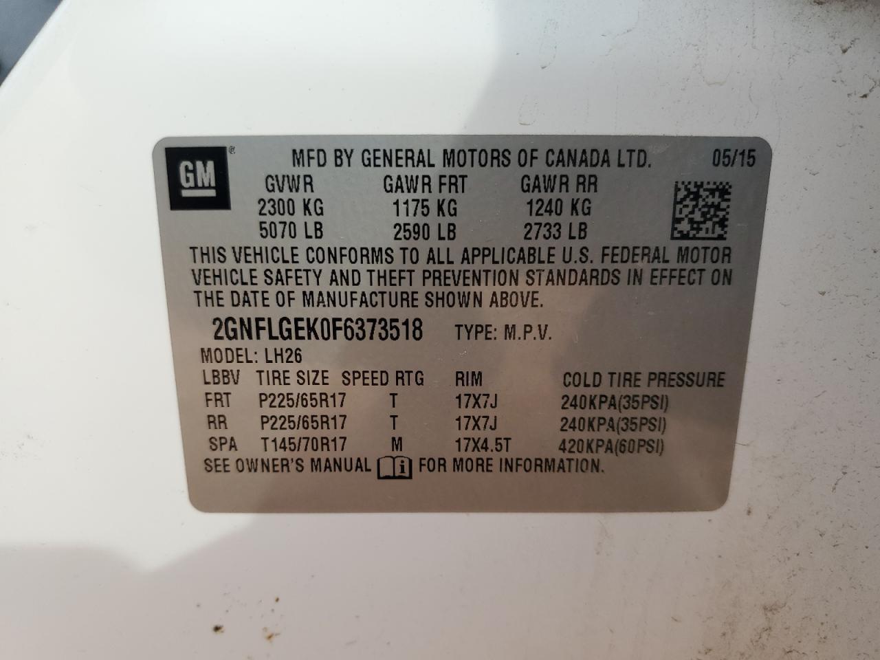2015 Chevrolet Equinox lt