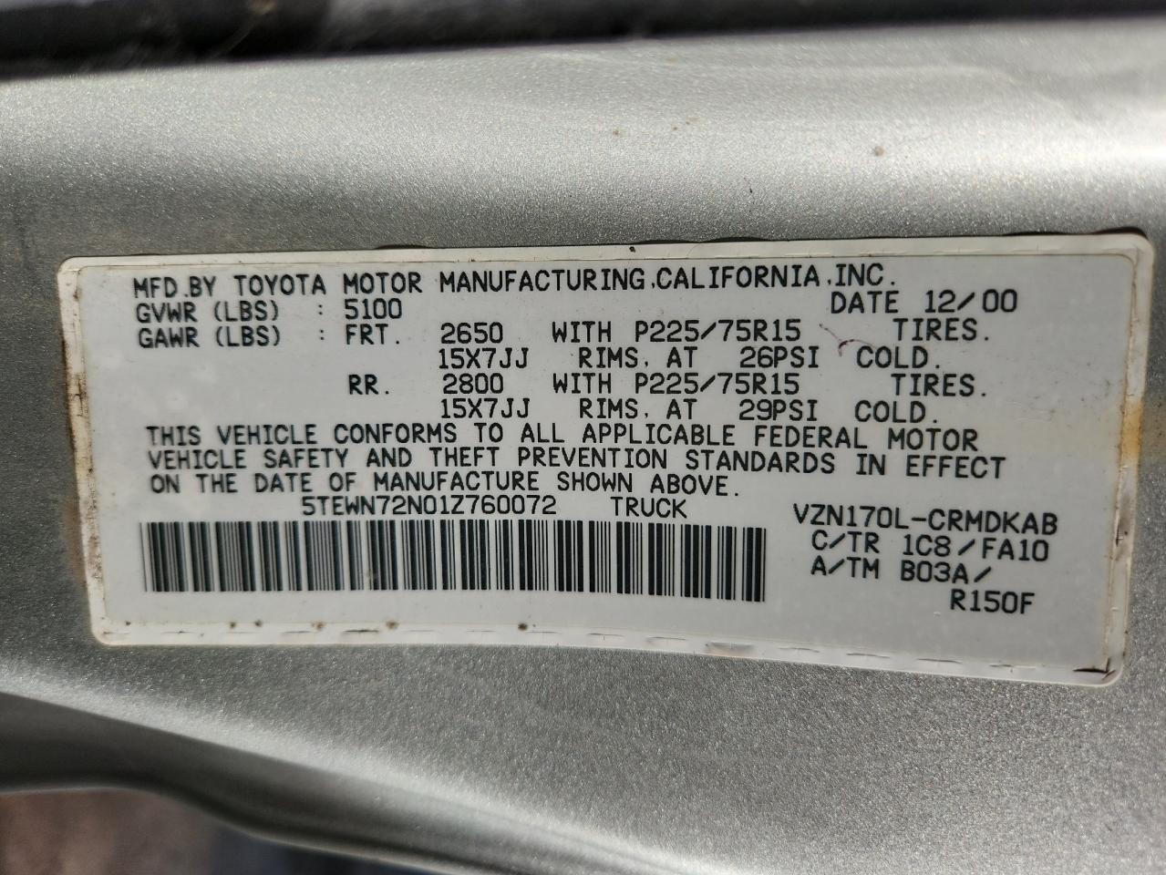 2001 Toyota Tacoma V6