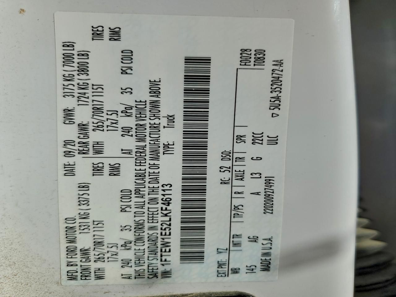 2020 Ford F150 Supercrew