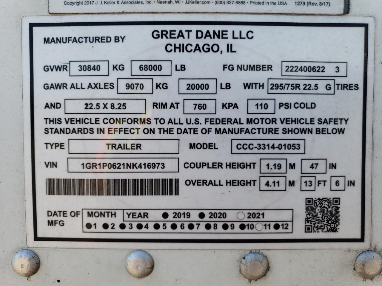 2022 Great Dane 2022 Great Dane CCC-3314-01053 DRY Van Trailer