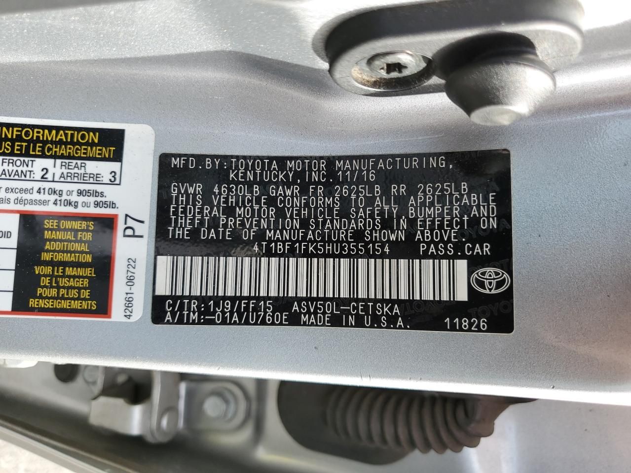 2017 Toyota Camry le