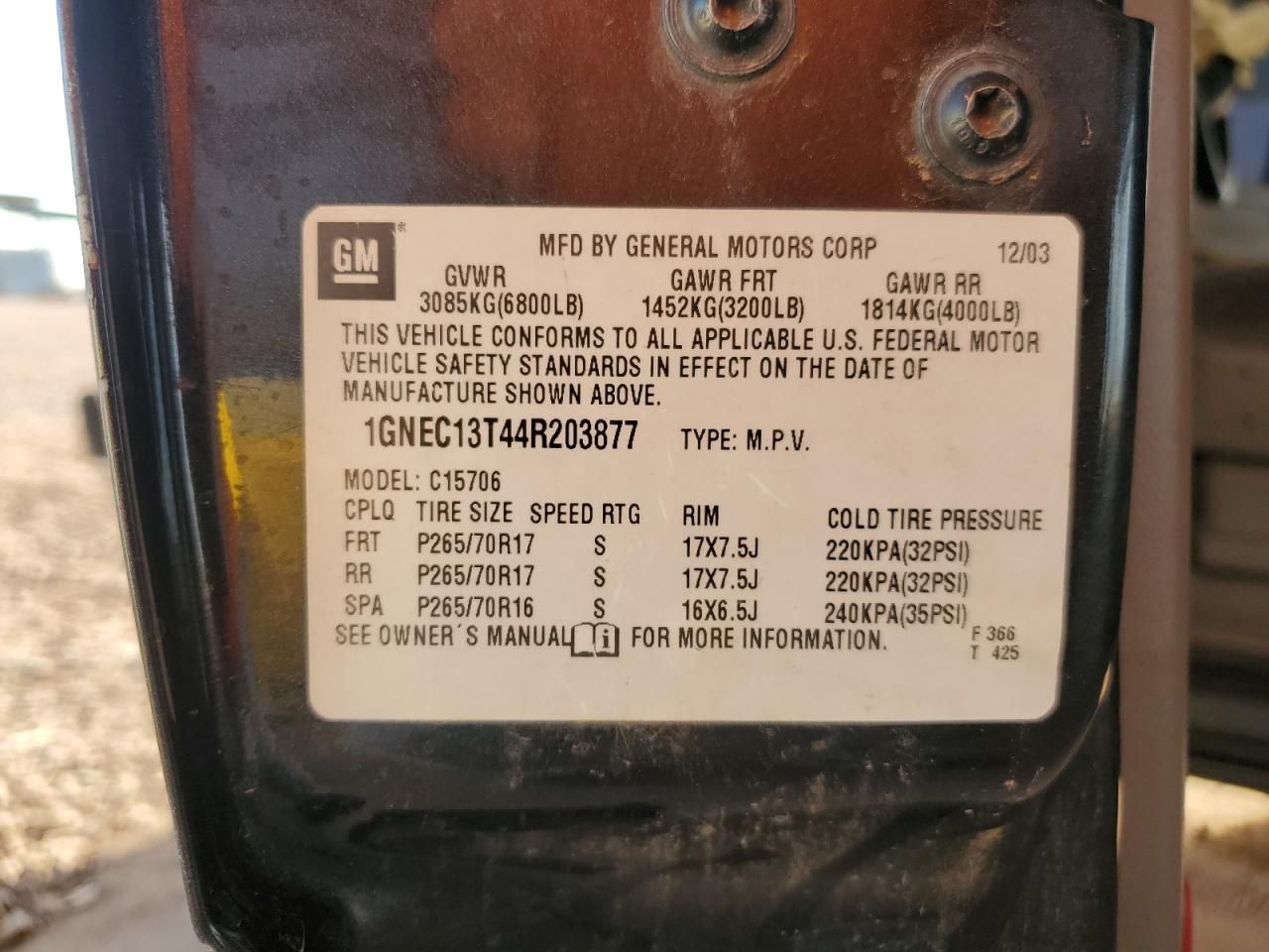 2004 Chevrolet Tahoe C1500