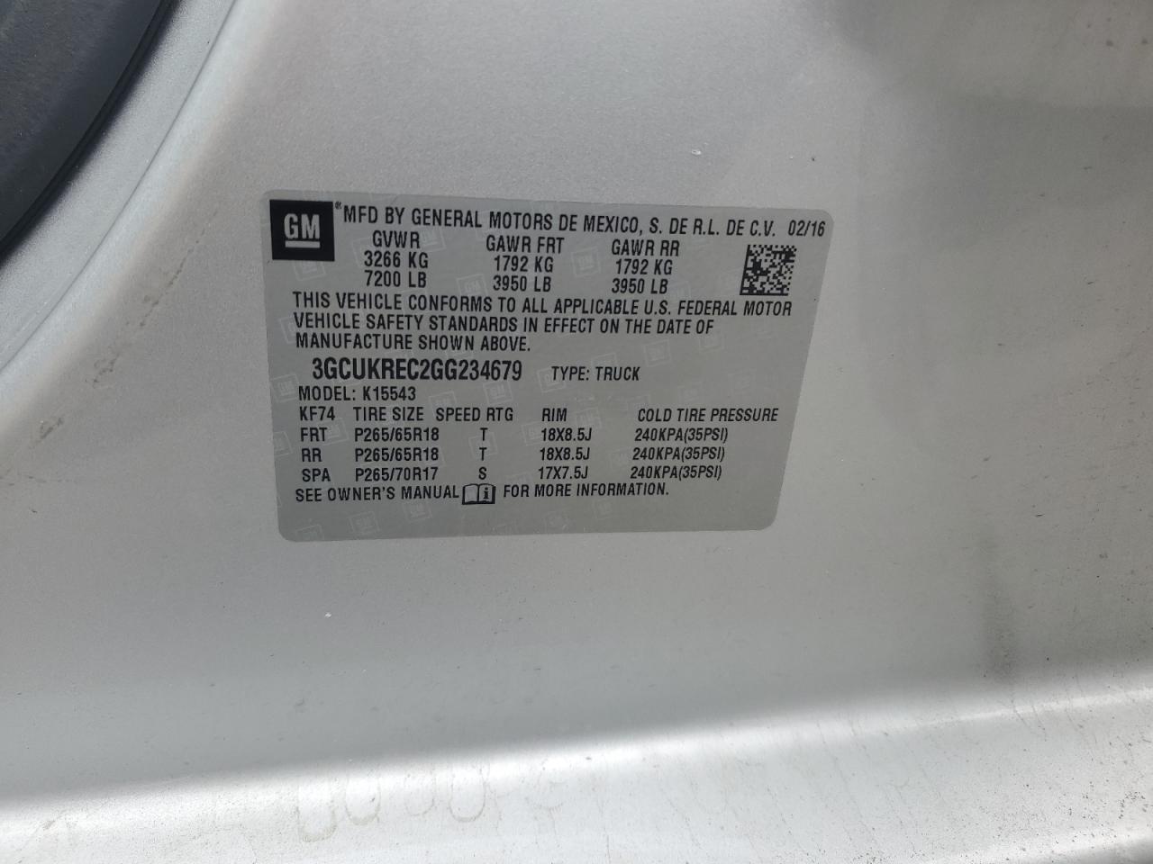 2016 Chevrolet Silverado K1500 lt