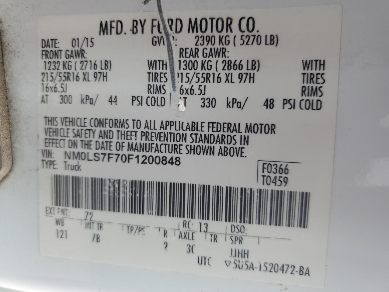 2015 Ford Transit Connect Delivery Van