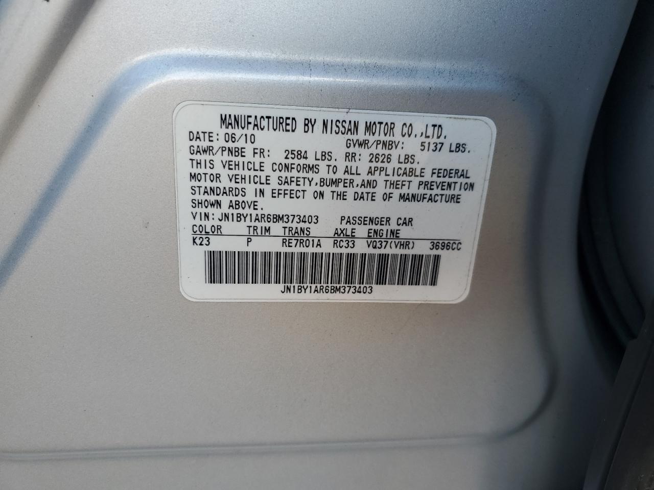 2011 Infiniti M37 x