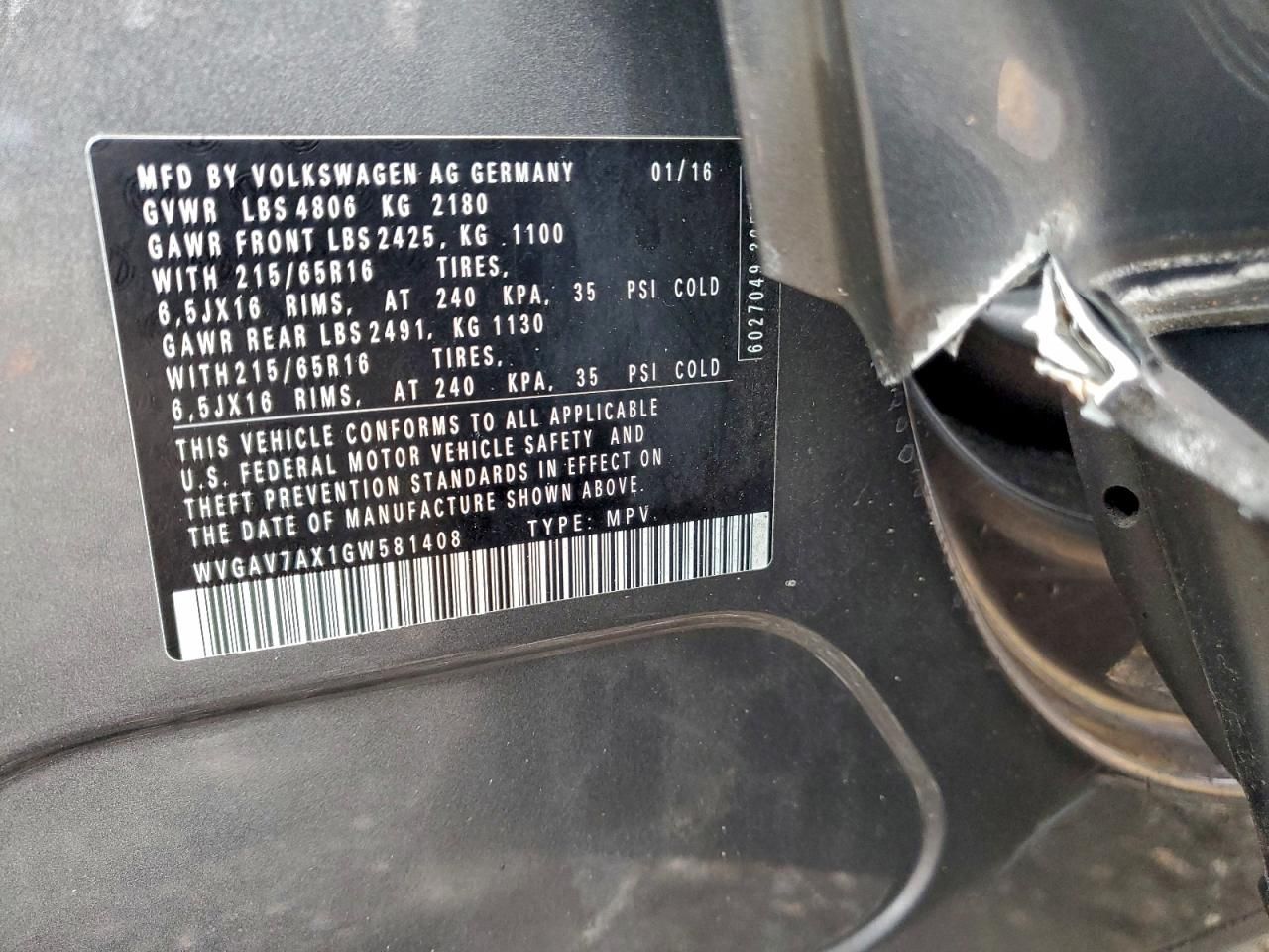 2016 Volkswagen Tiguan s