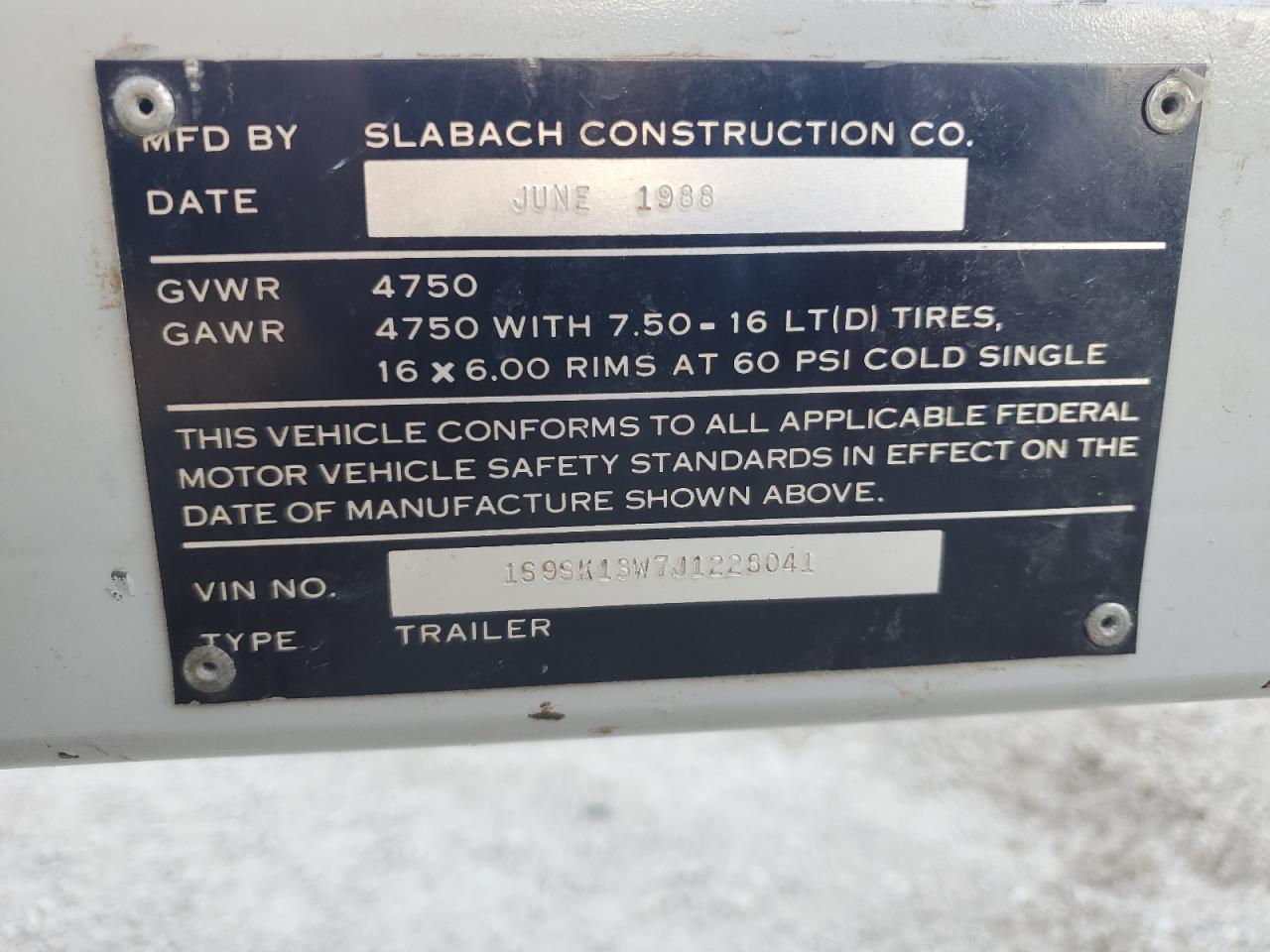 1988 Slabach 1988 Soql Unknown-Reel Trailer
