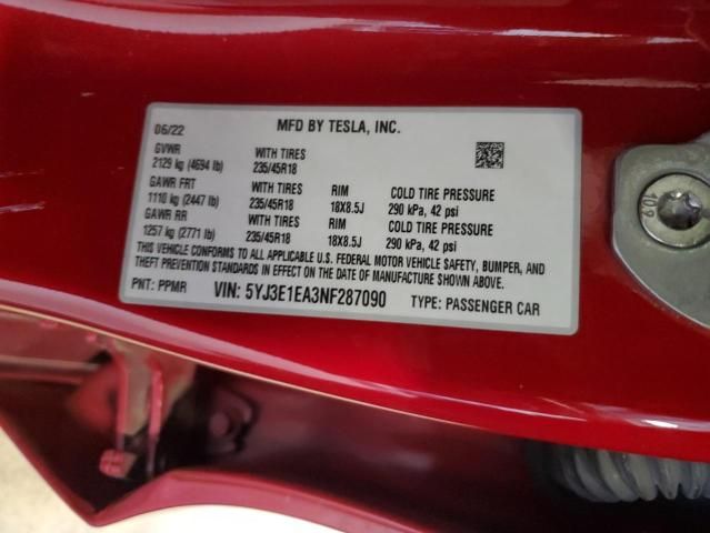 2022 Tesla Model 3