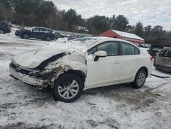 Salvage cars for sale from Copart Mendon, MA: 2012 Honda Civic LX