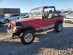 Jeep Wrangler salvage cars for sale: 1991 Jeep Wrangler / YJ S