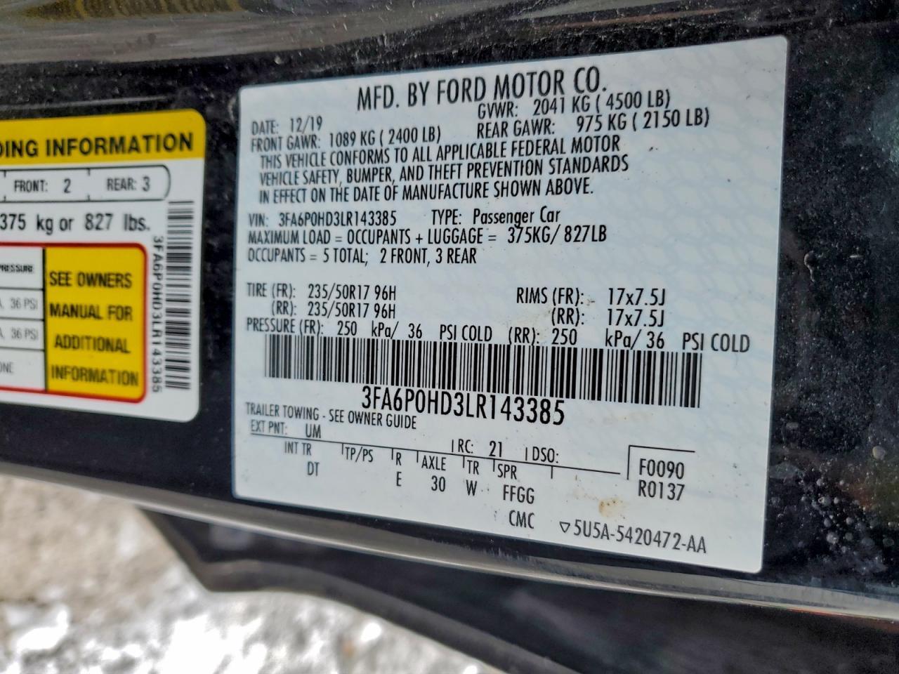 2020 Ford Fusion se