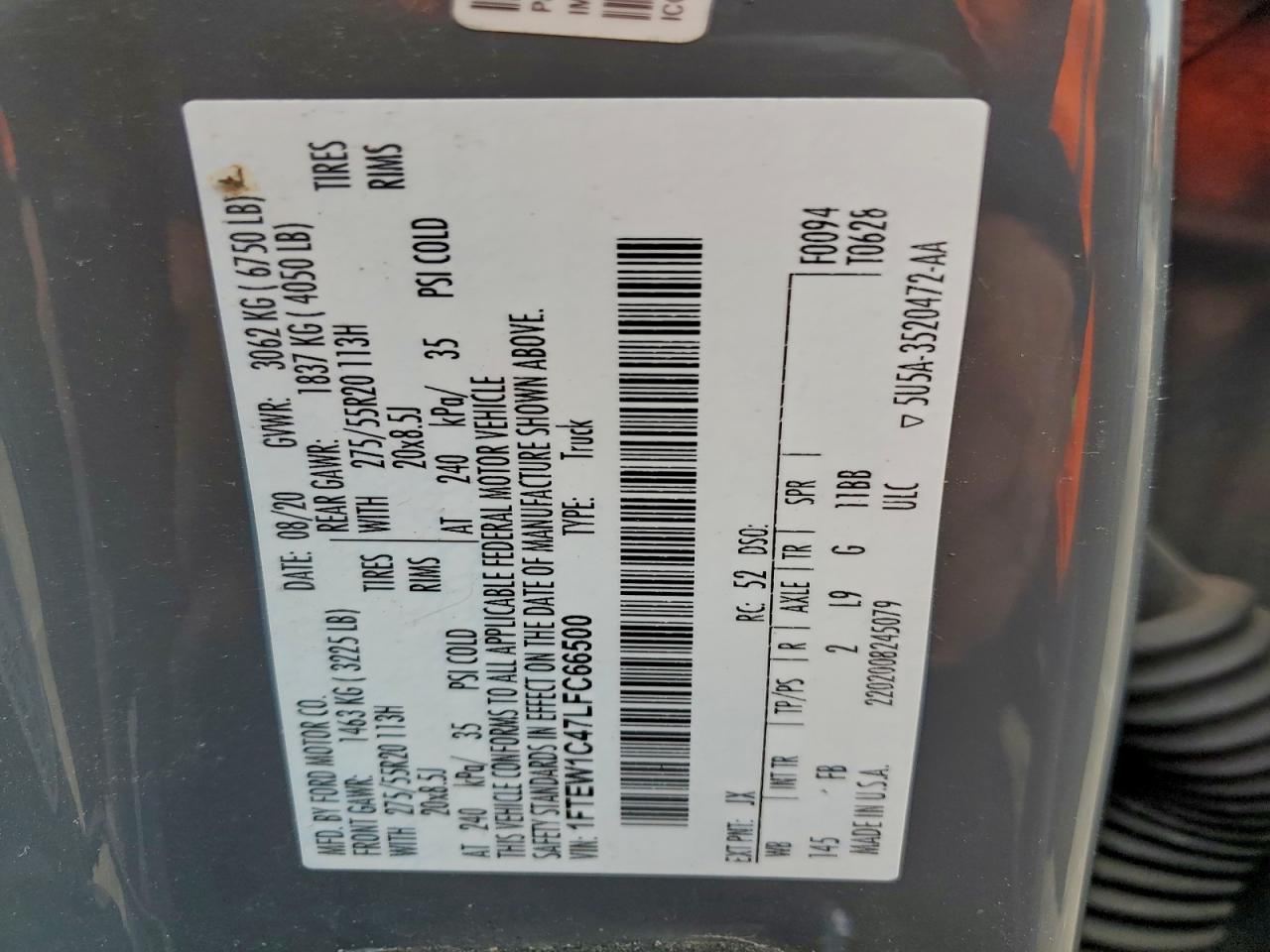 2020 Ford F150 Supercrew
