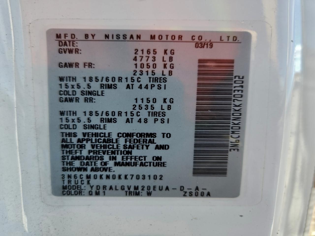 2019 Nissan NV200 Utility / Service Van