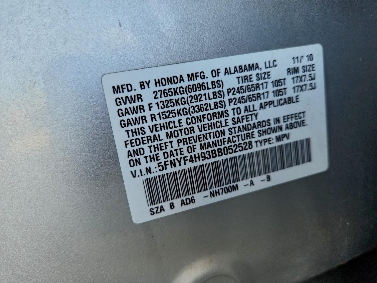 2011 Honda Pilot Touring