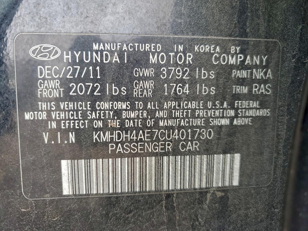 2012 Hyundai Elantra gls