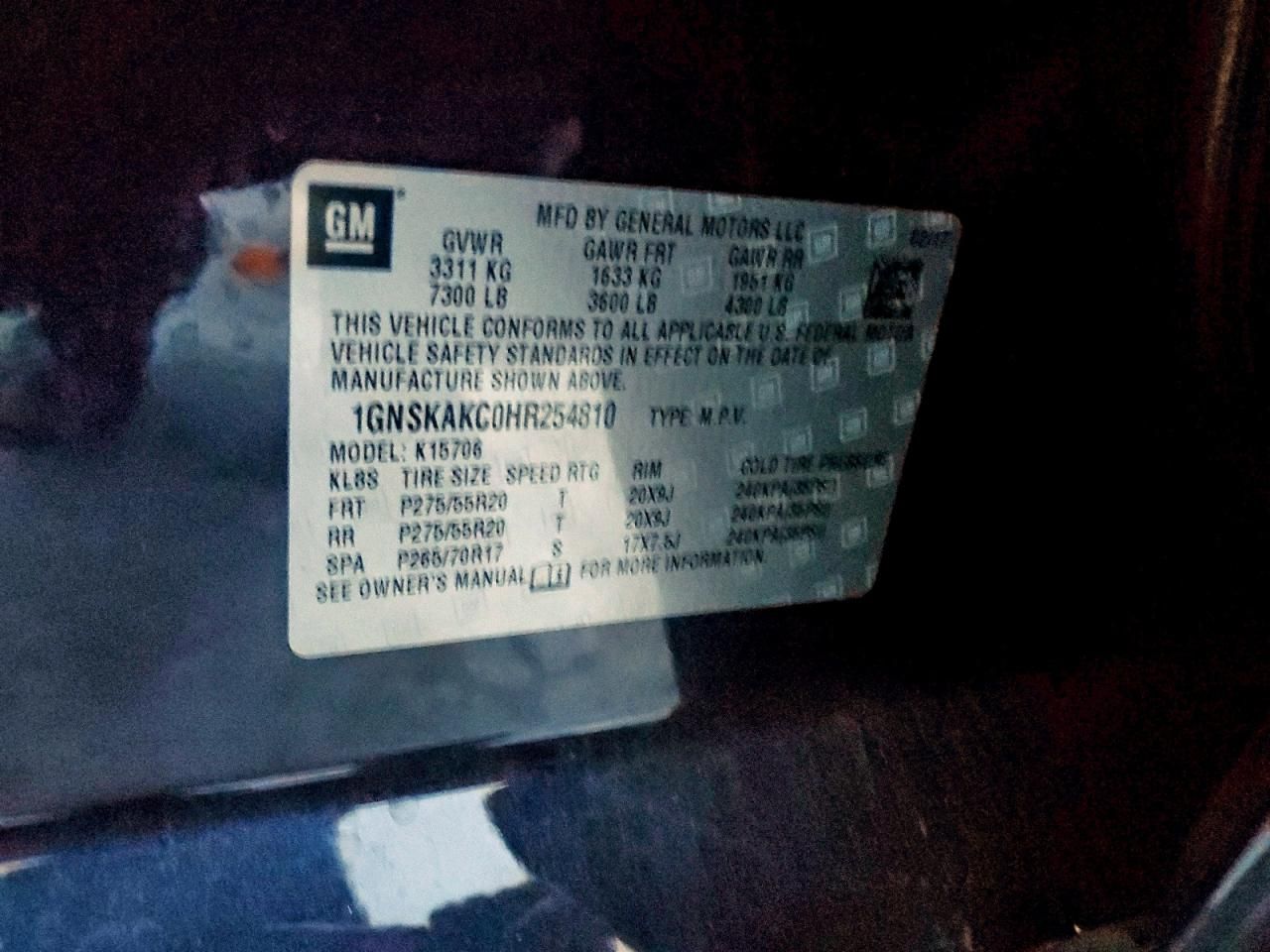 2017 Chevrolet Tahoe K1500 ls