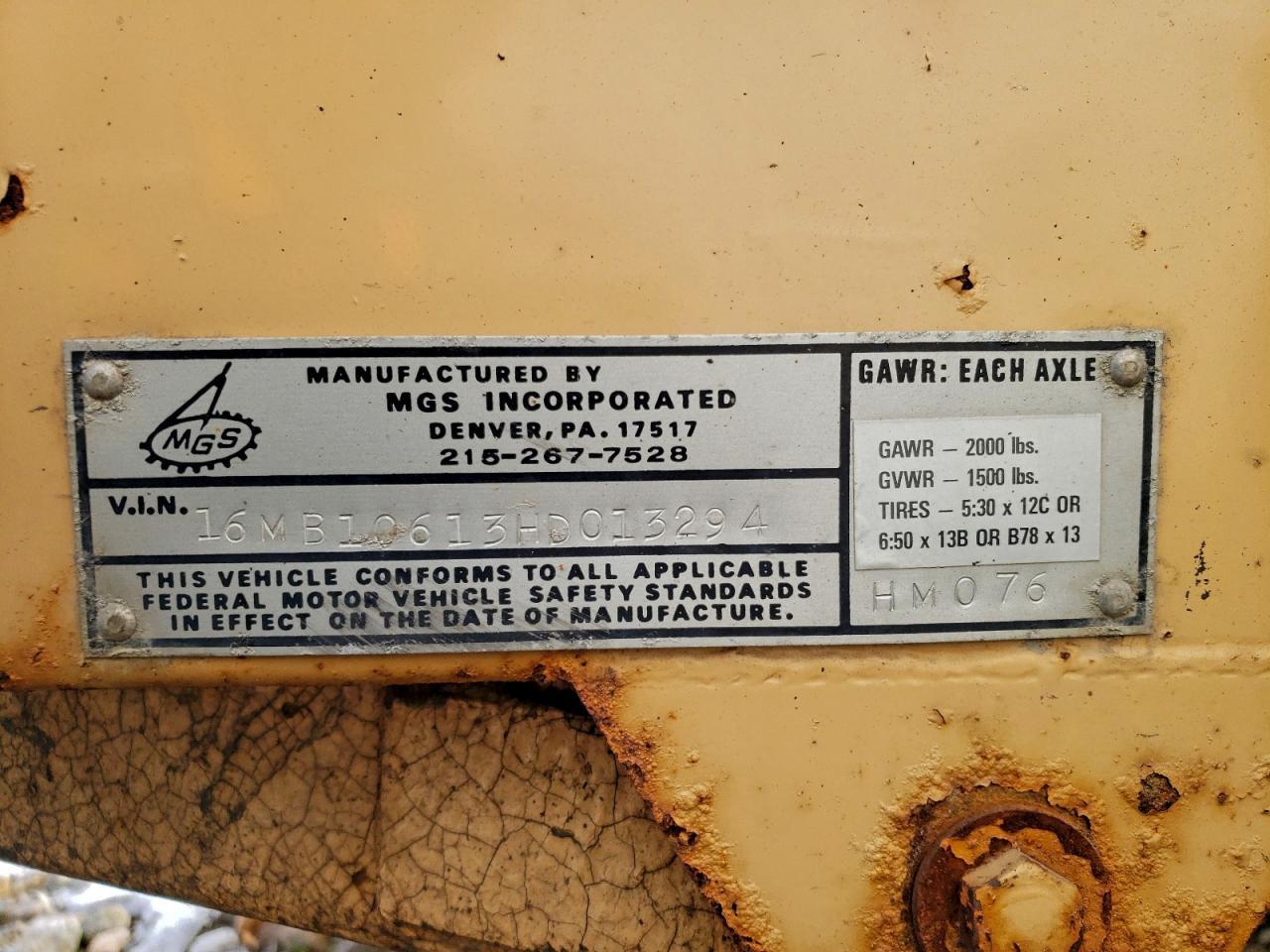 1988 MGS Utility Trailer