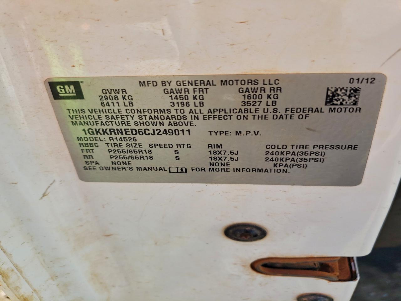 2012 GMC Acadia sle