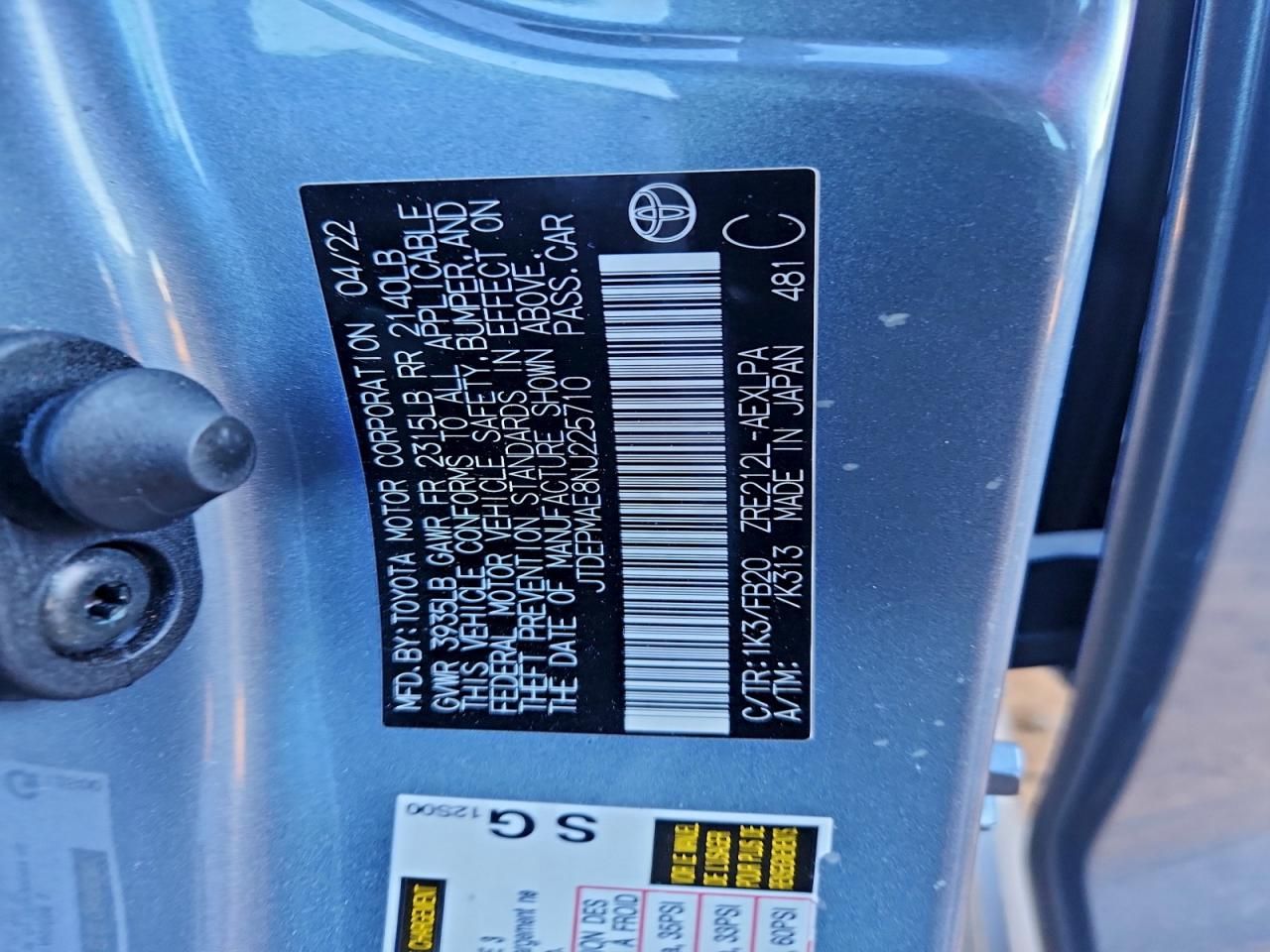 2022 Toyota Corolla le