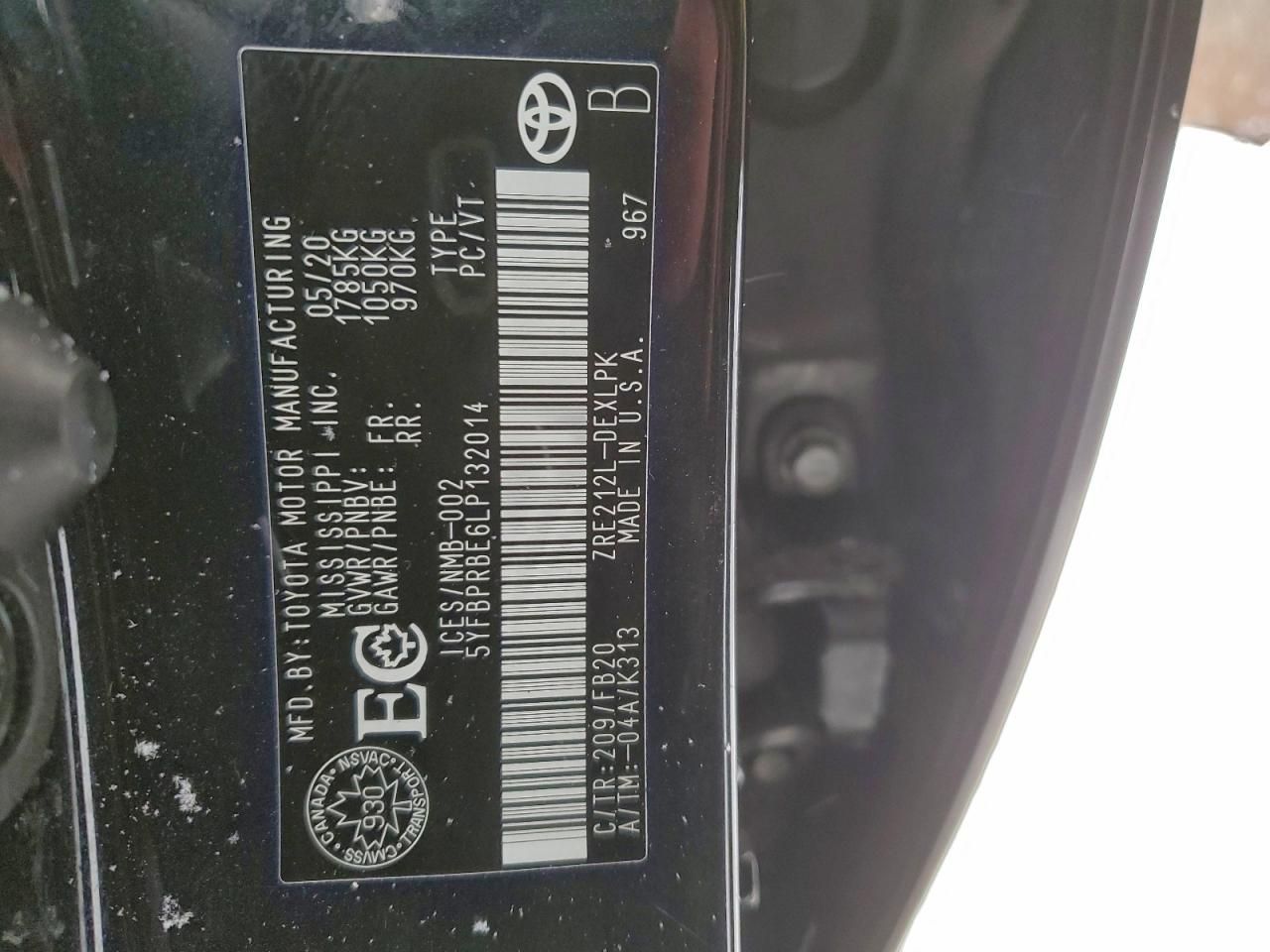 2020 Toyota Corolla le