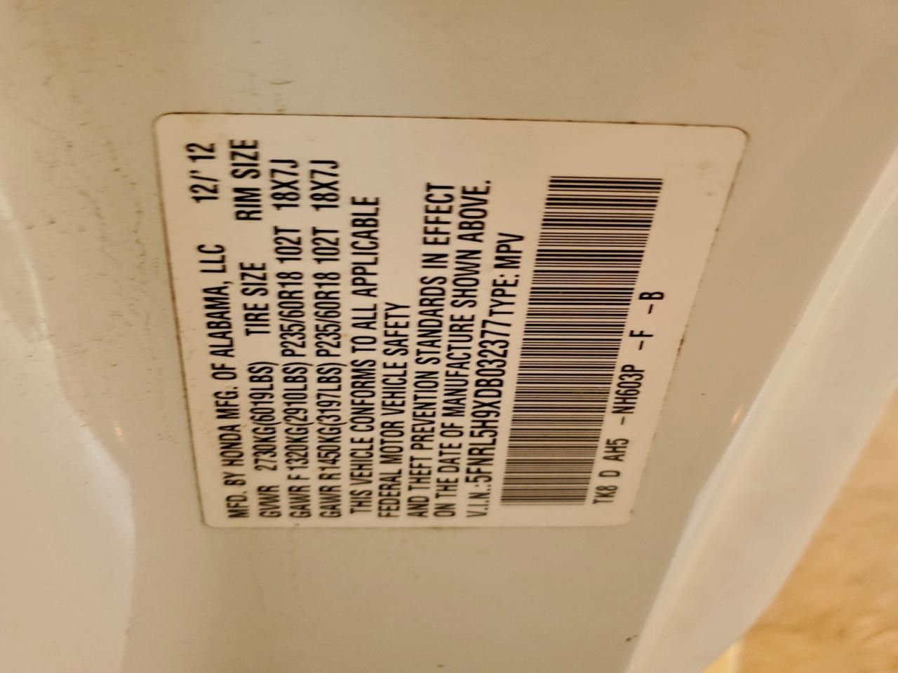 2013 Honda Odyssey Touring