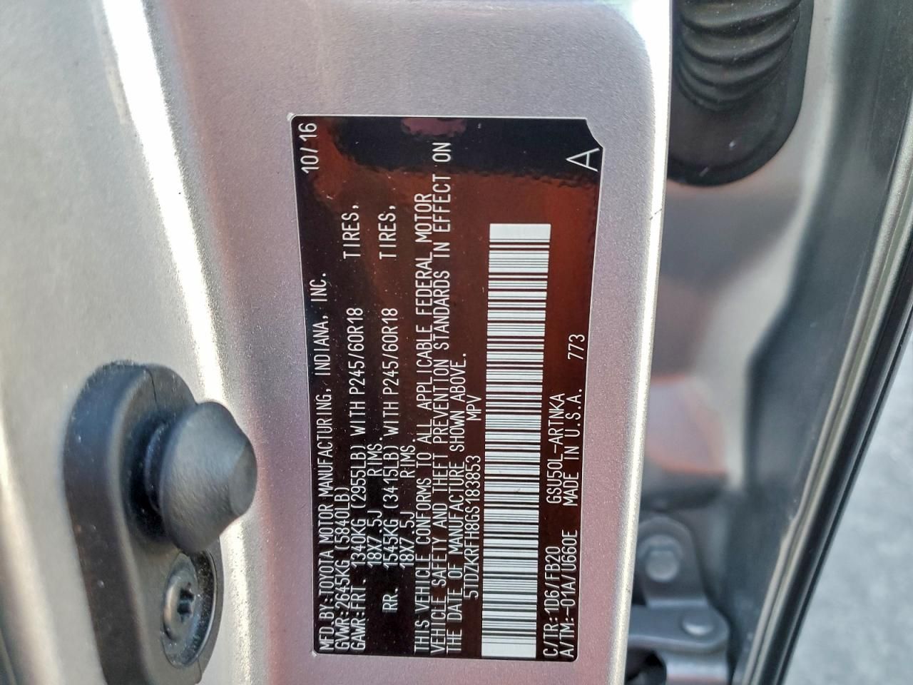 2016 Toyota Highlander le