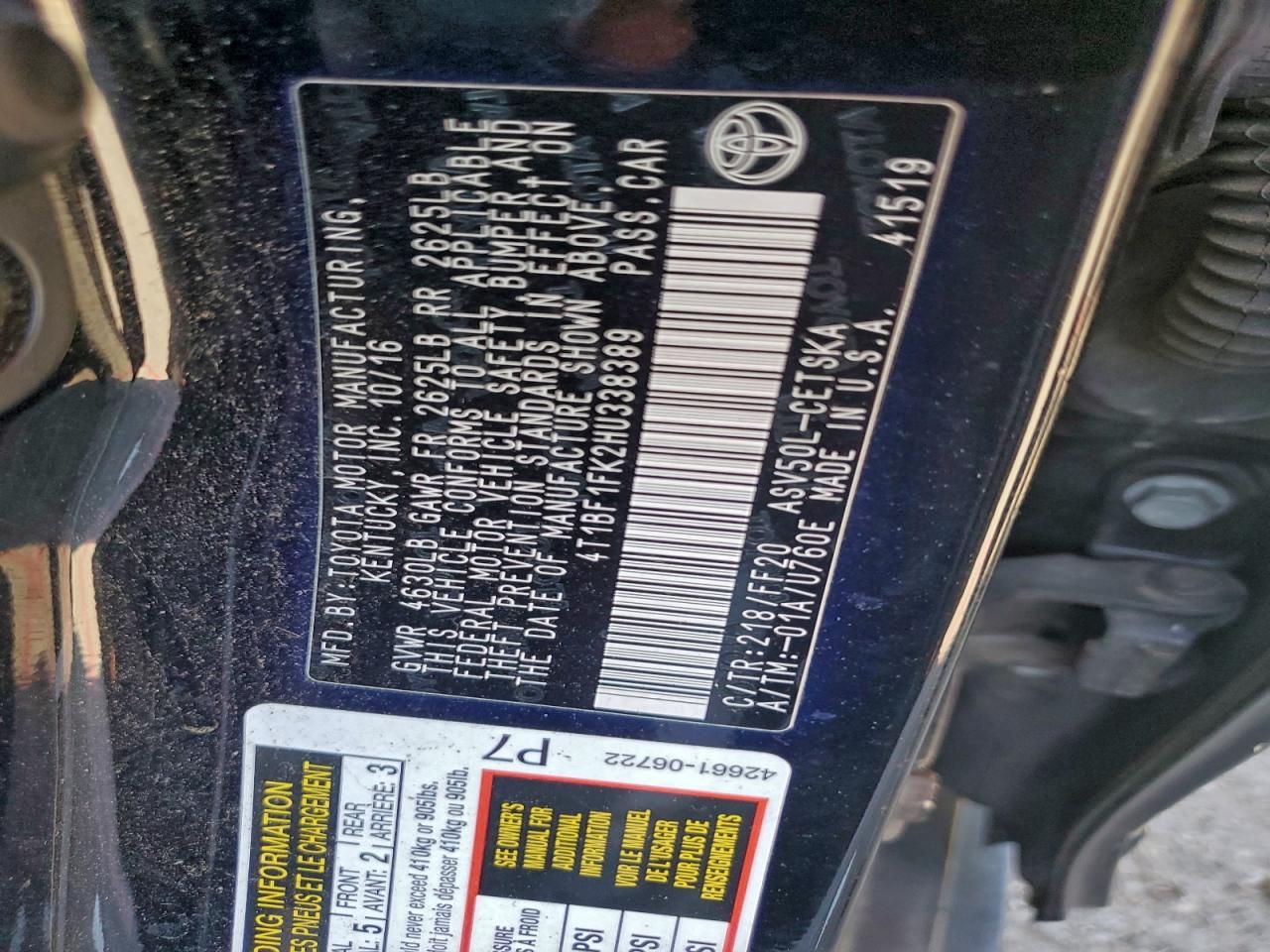 2017 Toyota Camry le