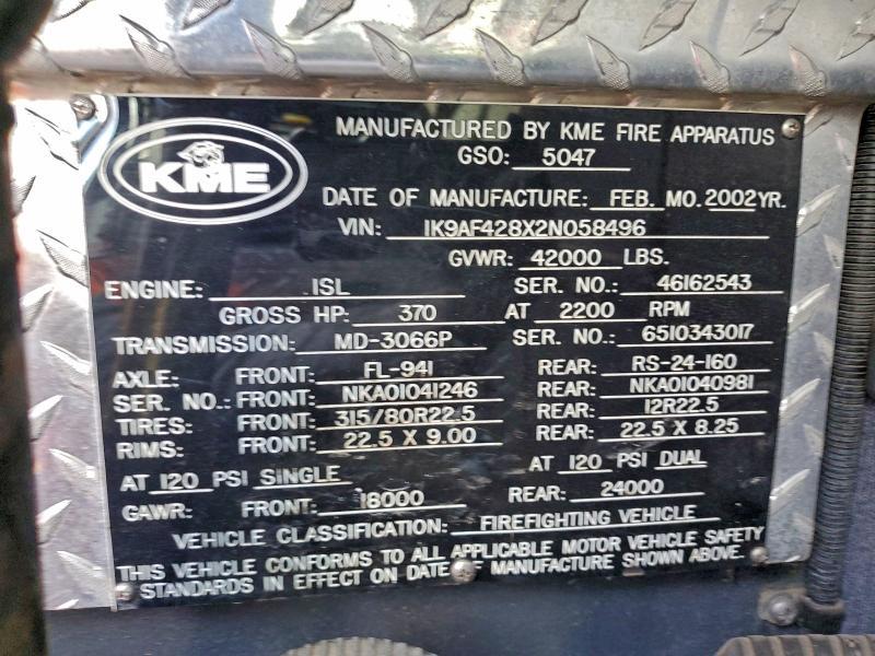 2002 Kovatch Fire Truck