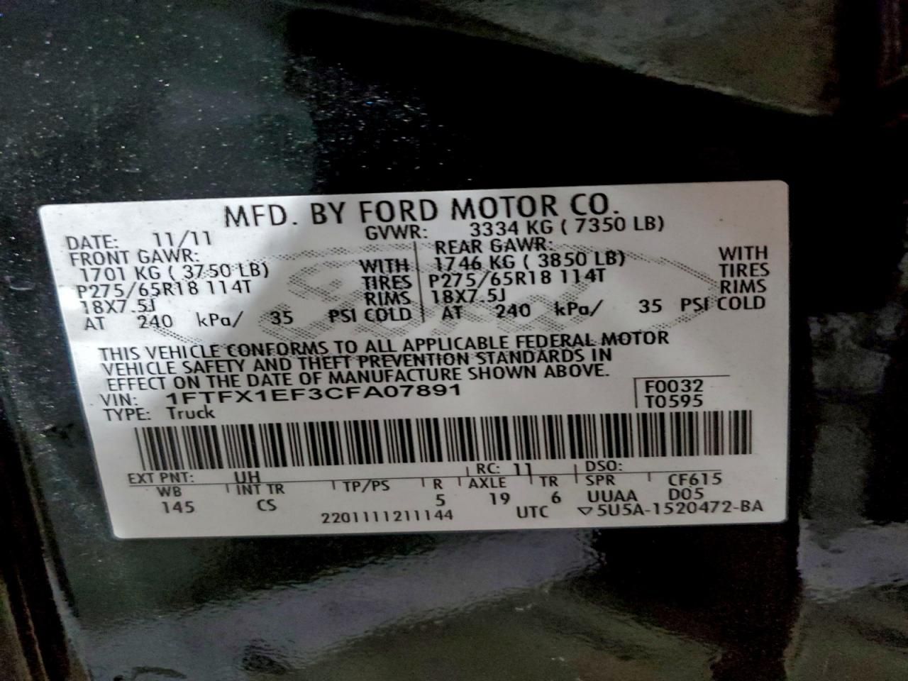 2012 Ford F150 Super cab